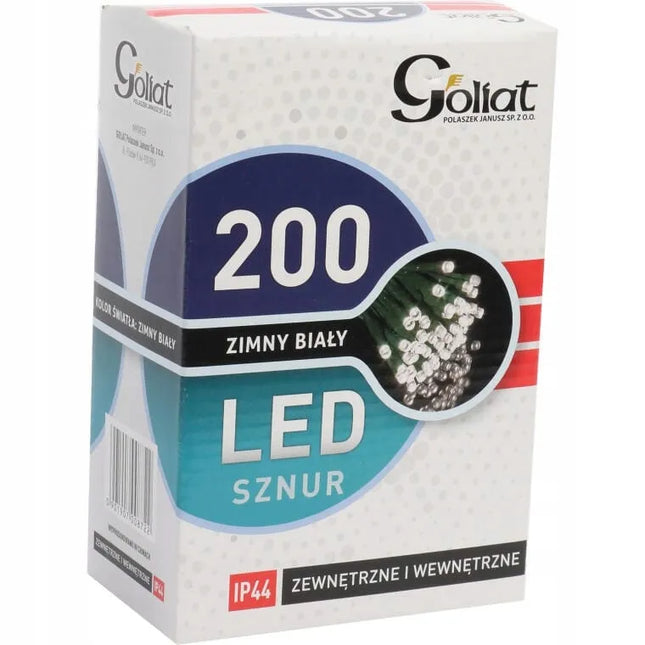 „Goliat“ kalėdinė LED girlianda, 200 LED, 10 m, šaltai balta, skirta naudoti lauke