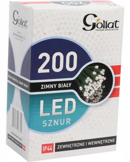 „Goliat“ kalėdinė LED girlianda, 200 LED, 10 m, šaltai balta, skirta naudoti lauke