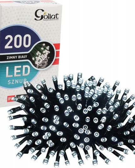 „Goliat“ kalėdinė LED girlianda, 200 LED, 10 m, šaltai balta, skirta naudoti lauke