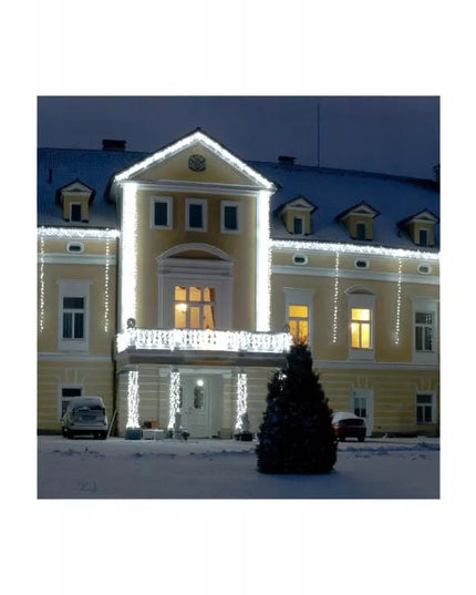 Lauko kalėdinės lemputės 200LED šaltai baltos su papildomu lizdu 10m