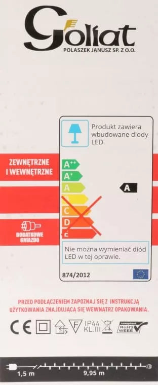 Lauko kalėdinės lemputės 200LED šaltai baltos su papildomu lizdu 10m