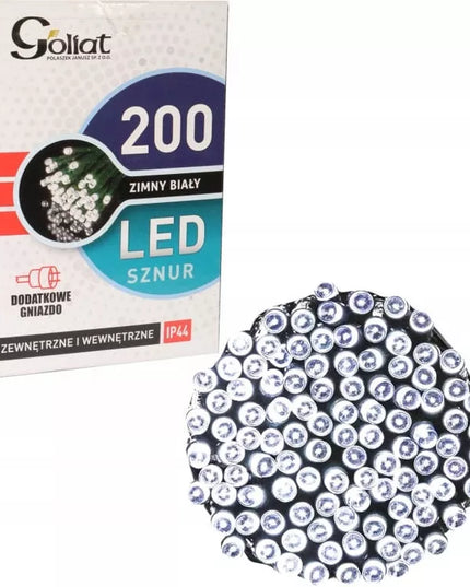 Lauko Kalėdinės lemputės 200 LED šaltai baltos su papildomu lizdu 10m