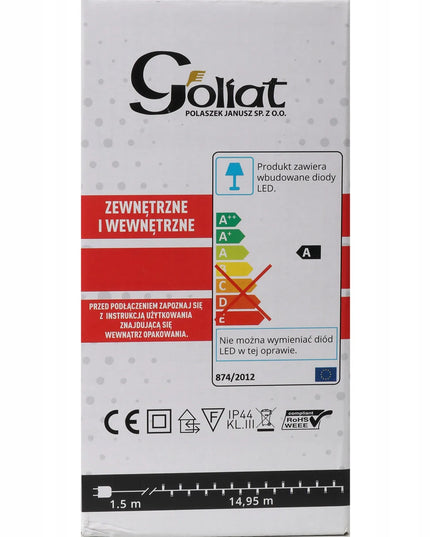Goliat kalėdinė girlianda eglutei, 300 LED, su valdikliu, skirta laukui, šiltai balta