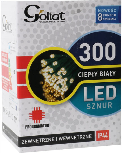 Goliat kalėdinė girlianda eglutei, 300 LED, su valdikliu, skirta laukui, šiltai balta