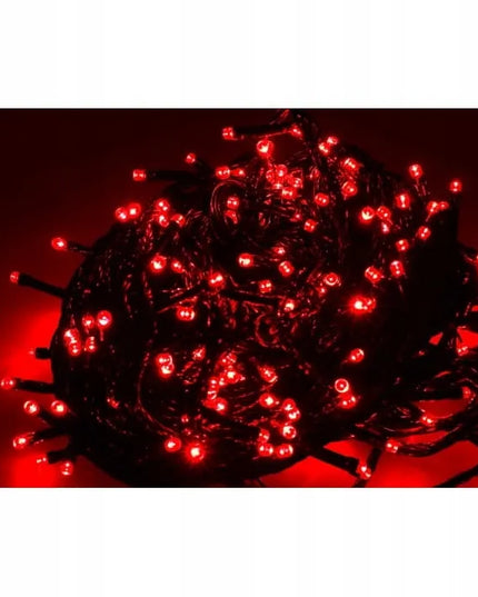 Raudona eglutės girlianda, 200 LED, su programatoriumi