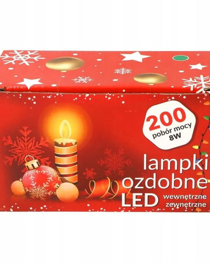 Raudona eglutės girlianda, 200 LED, su programatoriumi