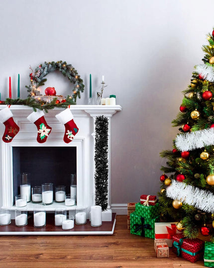 Balta kalėdinė girlianda 6m ant eglutės XXL, stora 15cm