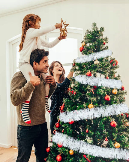 Balta kalėdinė girlianda 6m ant eglutės XXL, stora 15cm