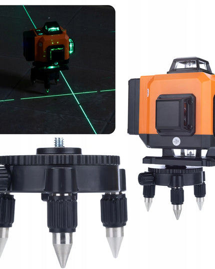 Kryžminis lazerinis nivelyras 360 16L su trikoju 120cm, 2 akumuliatoriais, platforma ir nuotolinio valdymo pulteliu