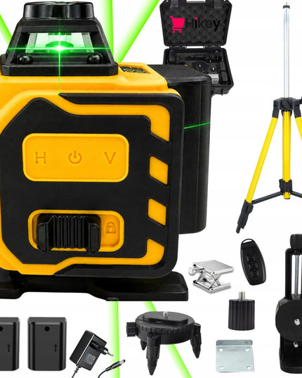 Kryžminis lazerinis nivelyras Hikey 360 4D 16 linijų su 120 cm reguliuojamu stovu