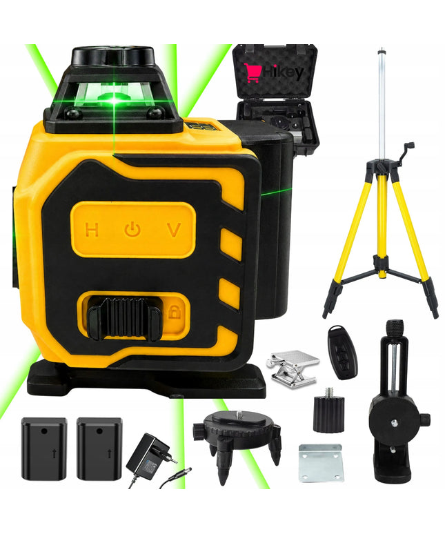 Kryžminis lazerinis nivelyras Hikey 360 4D 16 linijų su 120 cm reguliuojamu stovu