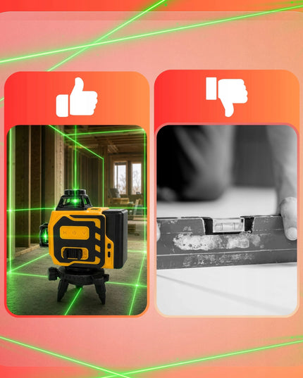 Kryžminis lazeris Hikey 4D 360° 16 linijų gulsčiukas su 2 akumuliatoriais