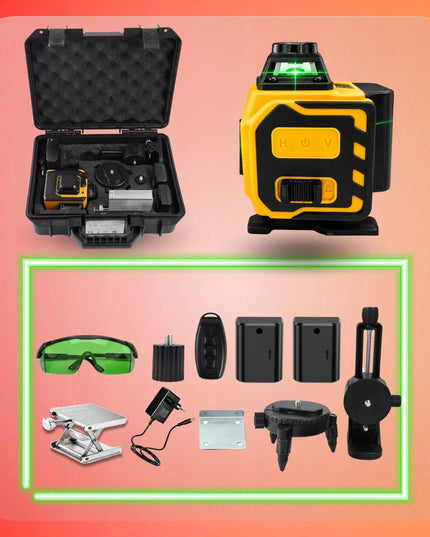 Kryžminis lazeris Hikey 4D 360° 16 linijų gulsčiukas su 2 akumuliatoriais