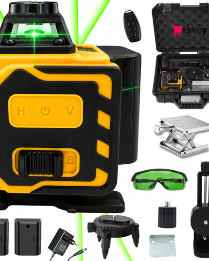 Kryžminis lazeris Hikey 4D 360° 16 linijų gulsčiukas su 2 akumuliatoriais