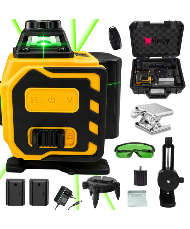 Kryžminis lazeris Hikey 4D 360° 16 linijų gulsčiukas su 2 akumuliatoriais
