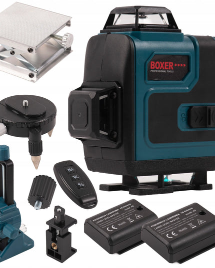 Boxer 4D 16 linijų lazerinis nivelyras su lagaminu 25m + nuotolinio valdymo pultas