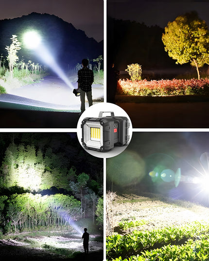 Taktinis LED prožektorius, galingas, įkraunamas per USB, 1000lm, 40W