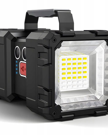 Taktinis LED prožektorius, galingas, įkraunamas per USB, 1000lm, 40W