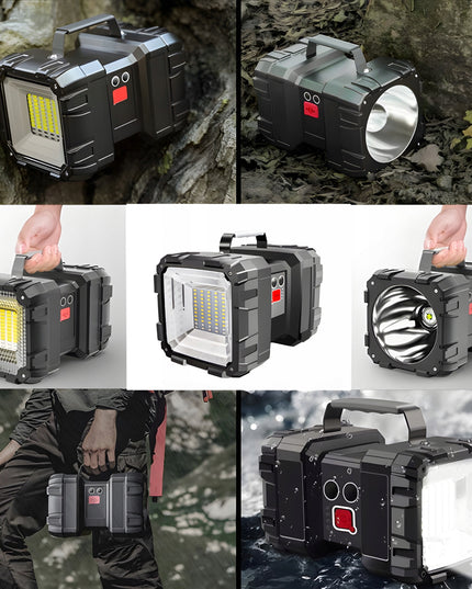 Taktinis LED prožektorius, galingas, įkraunamas per USB, 1000lm, 40W