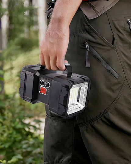 Taktinis LED prožektorius, galingas, įkraunamas per USB, 1000lm, 40W