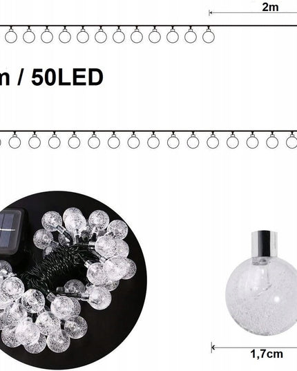 Lauko girlianda su saulės baterija 50 LED 5M