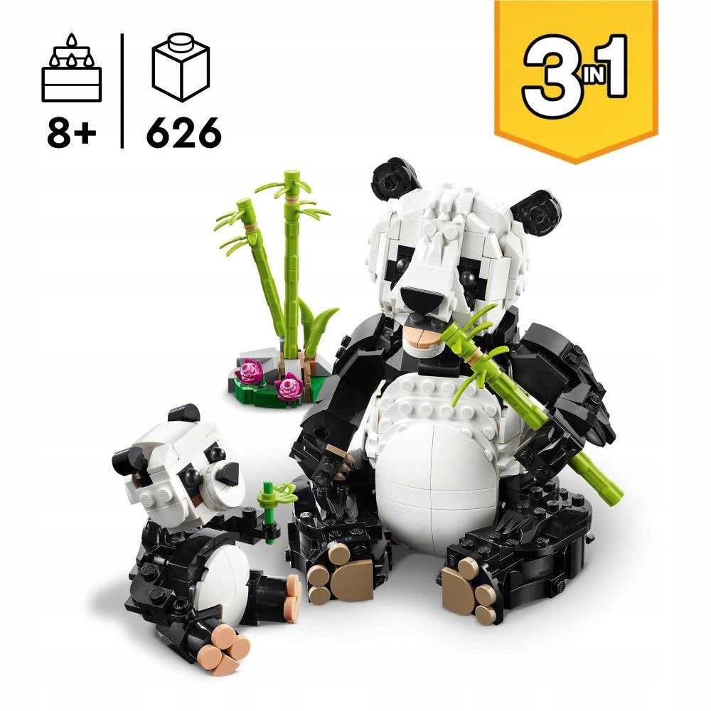LEGO 31165 CREATOR Laukiniai gyvūnai: pandų šeima 3-in-1