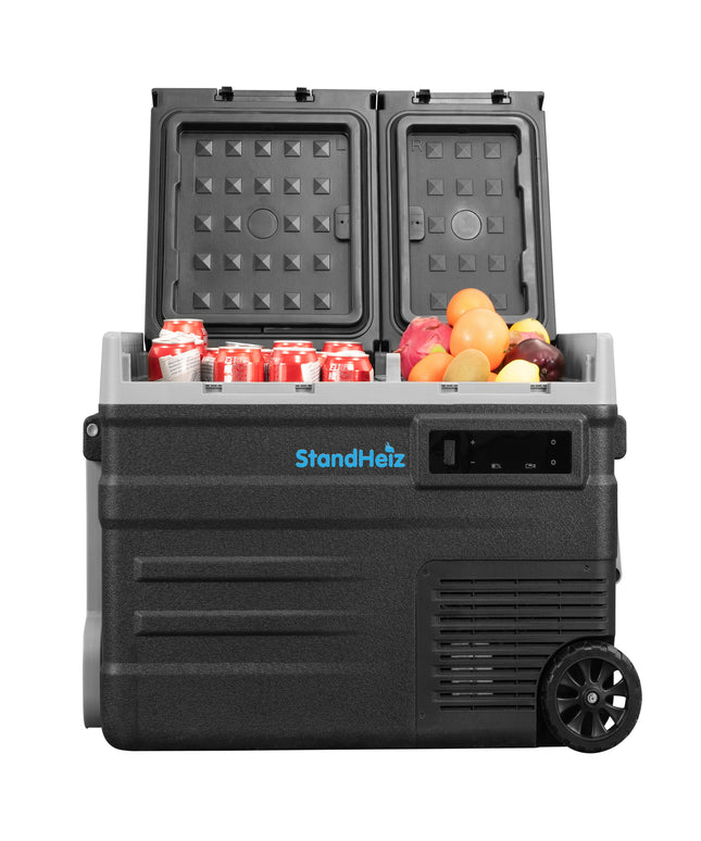 Turistinis kompresorinis šaldytuvas 60L kemperiui, dviejų kamerų, 12-230V