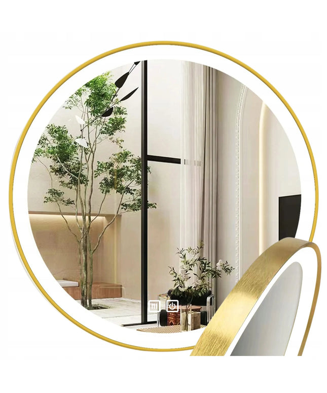 Apvalus vonios veidrodis su LED apšvietimu 60 cm, jutikliniu valdymu, nerasojantis ir 3 šviesos spalvomis