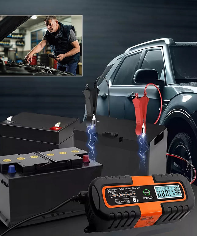 Zenwire automobilinis akumuliatoriaus įkroviklis su remonto funkcija AGM 6V 12V 6A
