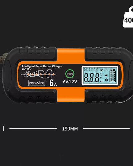 Zenwire automobilinis akumuliatoriaus įkroviklis su remonto funkcija AGM 6V 12V 6A