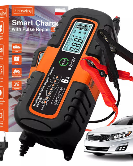 Zenwire automobilinis akumuliatoriaus įkroviklis su remonto funkcija AGM 6V 12V 6A