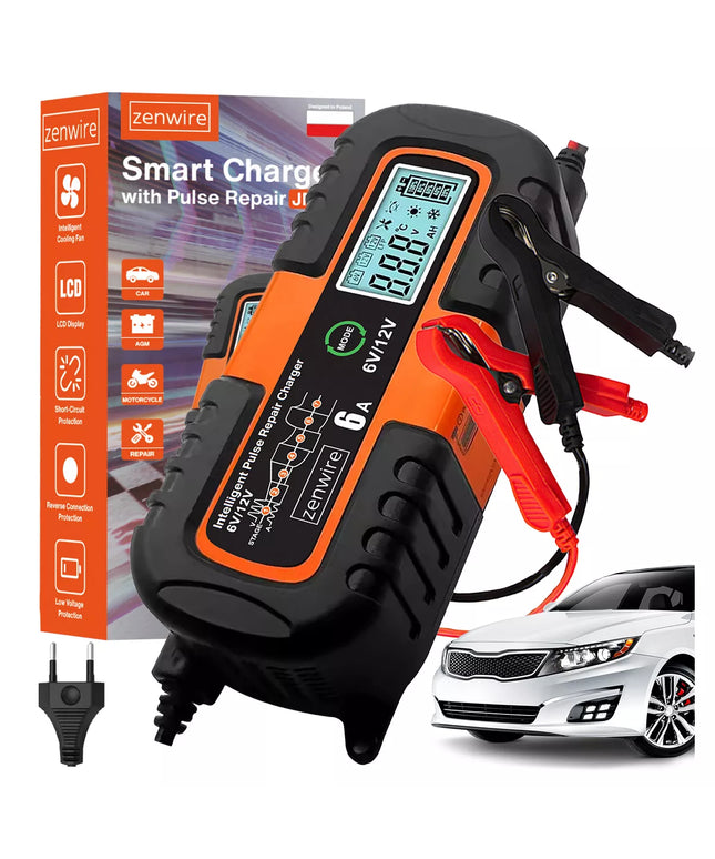 Zenwire automobilinis akumuliatoriaus įkroviklis su remonto funkcija AGM 6V 12V 6A