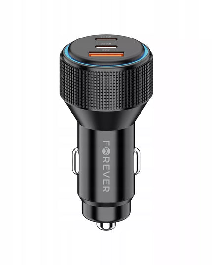 Automobilinis įkroviklis 3 viename 2x USB-C 1x USB-A 66W juodas PD QC