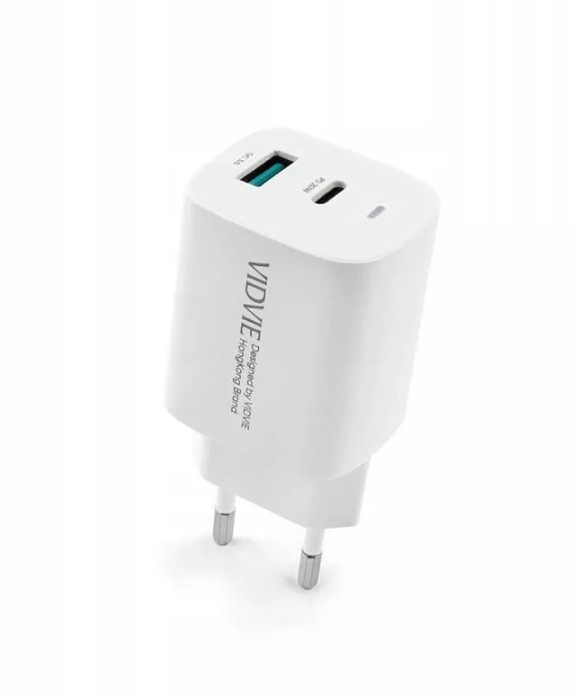 VIDVIE PLE248 20W 2in1 USB + USB-C tinklo įkroviklis + USB-C kabelis 1m