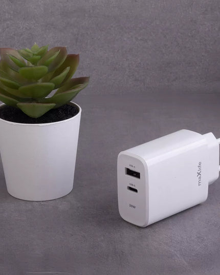 2in1 USB-C USB sieninis įkroviklis, greitas 20W PD QC 3.0 įkroviklis telefonui