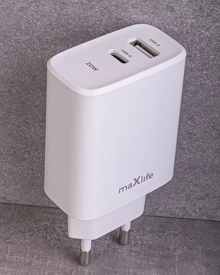 2in1 USB-C USB sieninis įkroviklis, greitas 20W PD QC 3.0 įkroviklis telefonui