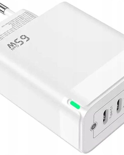 Sieninis įkroviklis Greitas įkrovimas 65W 2xUSB-C USB3.0 + USB-C laidas