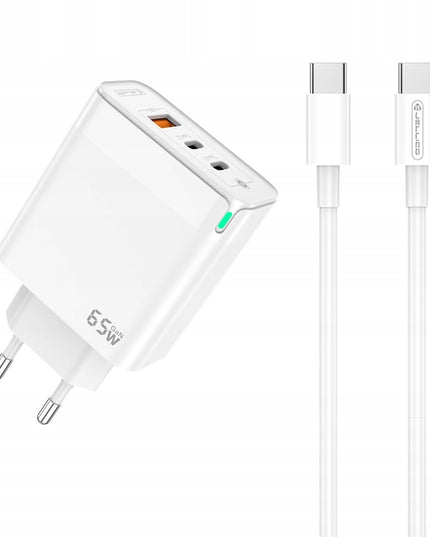 Sieninis įkroviklis Greitas įkrovimas 65W 2xUSB-C USB3.0 + USB-C laidas