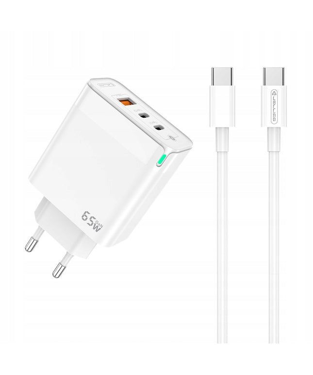 Sieninis įkroviklis Greitas įkrovimas 65W 2xUSB-C USB3.0 + USB-C laidas