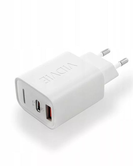 Sieninis įkroviklis USB-C 33W USB-A 18W 2-in-1 baltas greitas universalus adapteris