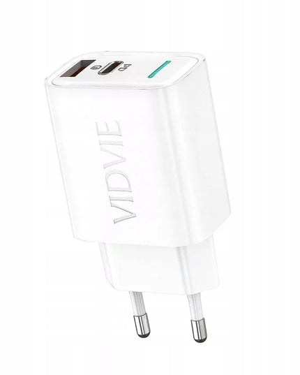 Sieninis įkroviklis USB-C 33W USB-A 18W 2-in-1 baltas greitas universalus adapteris