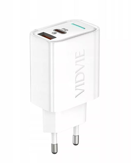 Sieninis įkroviklis USB-C 33W USB-A 18W 2-in-1 baltas greitas universalus adapteris