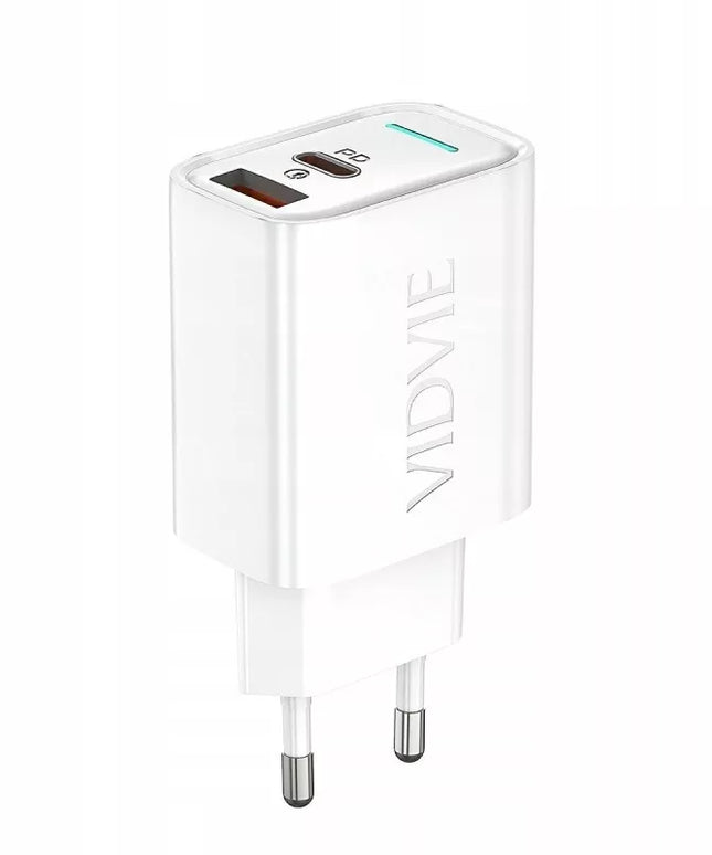 Sieninis įkroviklis USB-C 33W USB-A 18W 2-in-1 baltas greitas universalus adapteris