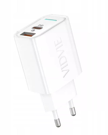 Sieninis įkroviklis USB-C 33W USB-A 18W 2-in-1 baltas greitas universalus adapteris