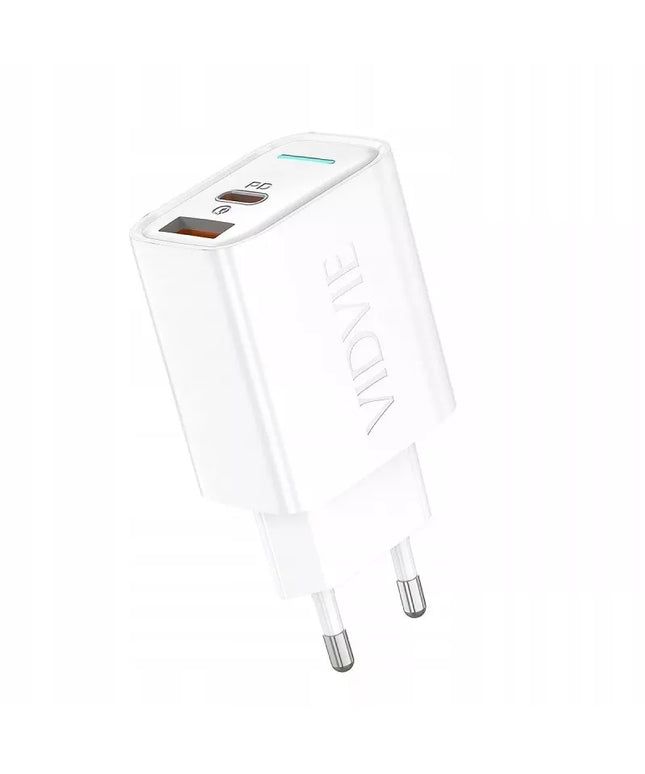 Sieninis įkroviklis USB-C 33W USB-A 18W 2-in-1 baltas greitas universalus adapteris