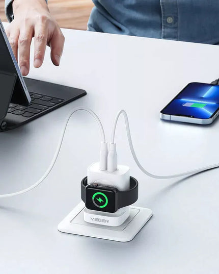 Veger 25W tinklo įkroviklis su USB-C, USB-A ir  Watch belaidžio įkrovimo funkcija