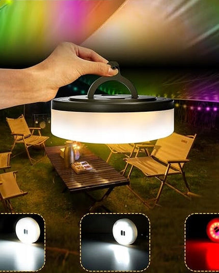 LED Kempingo ir stovyklavimo akumuliatorinė lempa, 10 m šilto apšvietimo girlianda ant ritės