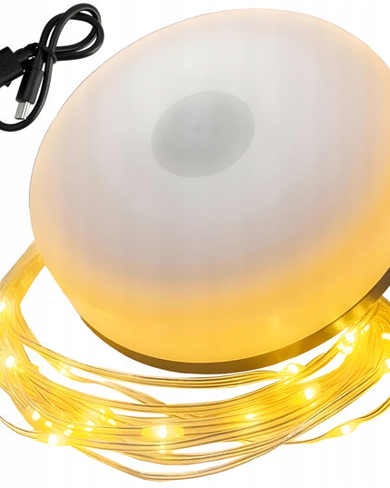 LED Kempingo ir stovyklavimo akumuliatorinė lempa, 10 m šilto apšvietimo girlianda ant ritės