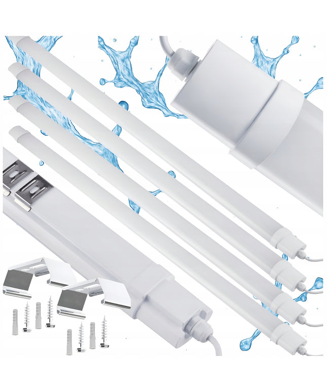 LED lempa 120cm 36W 3000lm Hermetiškas šviestuvas IP65 Garažui, dirbtuvėms 4x