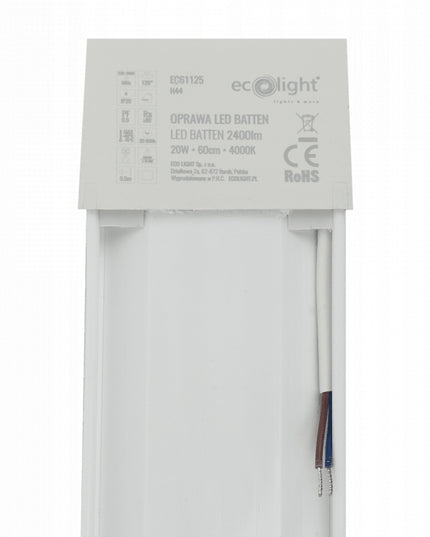 LED lempa garažui 20W 60cm, neutrali spalva 4000K, 2400Lm, dirbtuvių, 230V